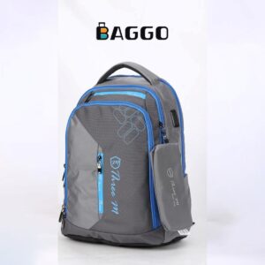 Three M Smart Backpack Light Grey-Cyan