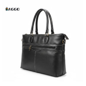 Natural Leather Laptop Bag Black