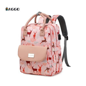 Fashion Mummy Diaper Bag Large Capacity Waterproof Multi Function Use For Baby Care Backpack Pink Deer