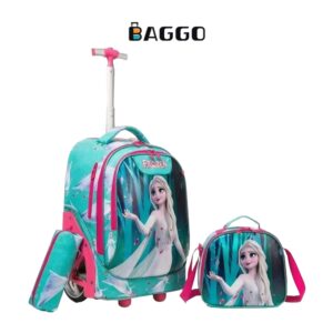 GOLDEN BAG Full Set School bag Elsa Anti-Break Silicon Trolley