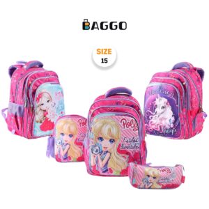Golden bag Flip Flop  School bag set  Size 15 Pink