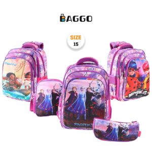 Golden bag Flip Flop  School bag set  Size 15 Violet