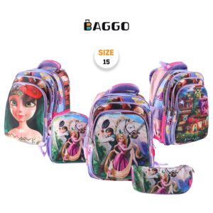 Golden bag Flip Flop  School bag set  Size 15 Purple