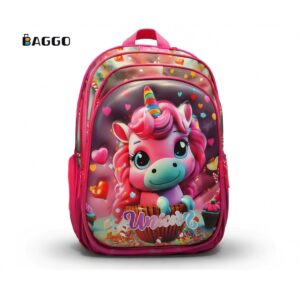 ThreeM Full Set School Bag Pink Unicorn Size 16
