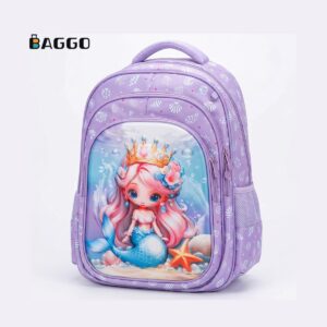 Momolly 2268 ( Full Set, Size 16 & 18 ) School Bag Purple Mermaid