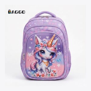 Momolly 2268 ( Full Set, Size 16 & 18 ) School Bag Purple Unicorn